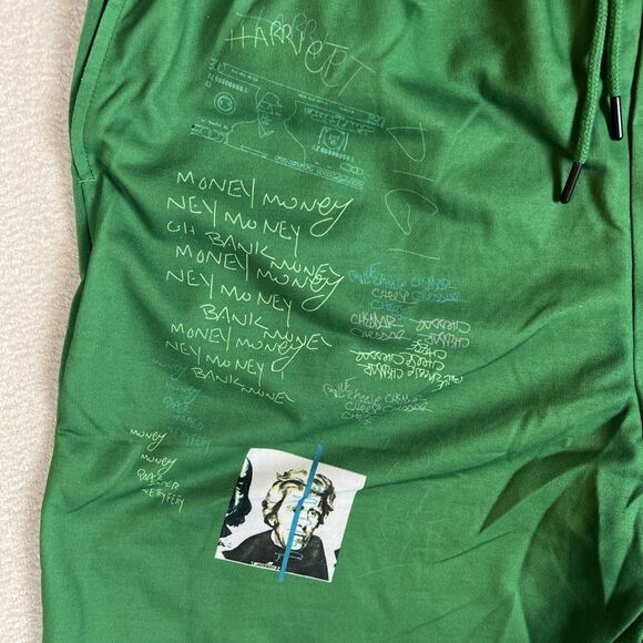 Brooklyn State Men’s Shorts Green Money Print Sz 3XL Outdoor Pocket Drowstring - Picture 4 of 11